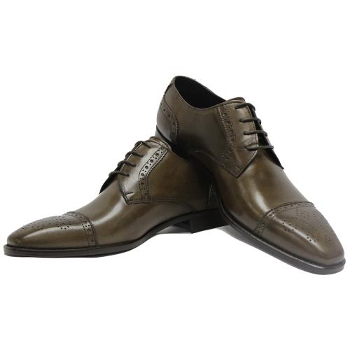 Duca Di Matiste 1509 Brown Genuine Italian Calfskin Leather Shoes With Toe Perforation.
